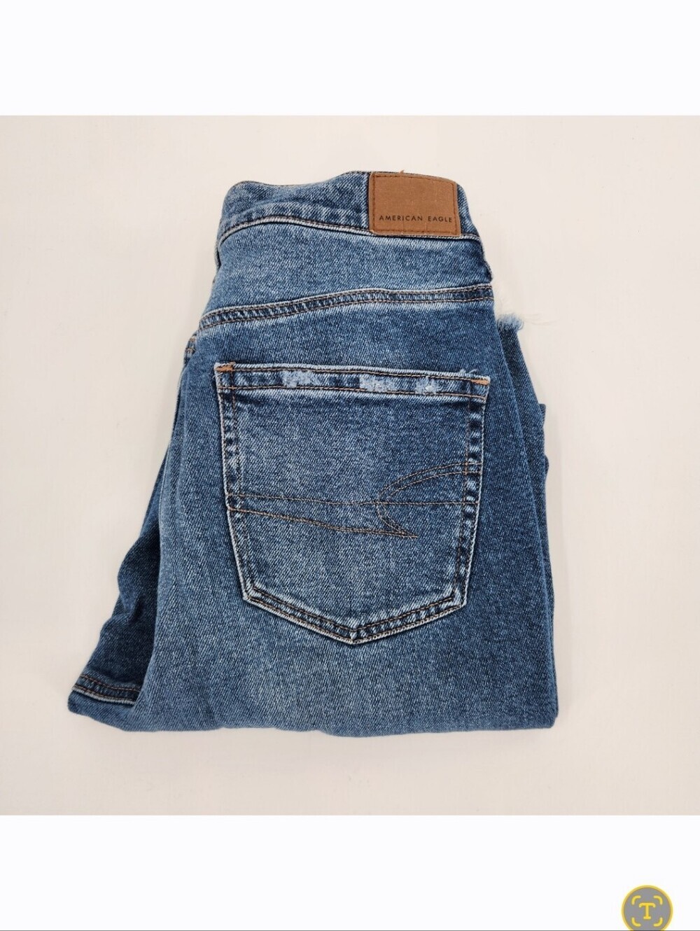 American Eagle Stretch Mom Jean Womens Size 8 Destroyed Medium Wash Denim
